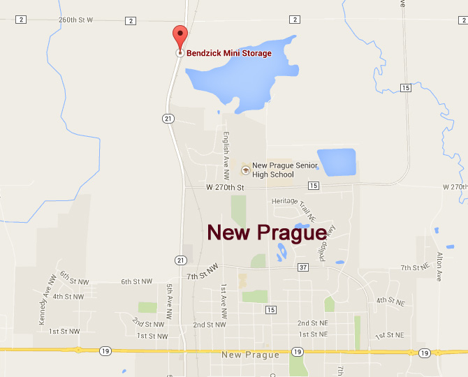 Bendzick Mini Storage is Located at 26370 Helena Blvd just north of New Prague, MN , south of county road 2 on Minnesota state highway 21. Call 507-334-3422.